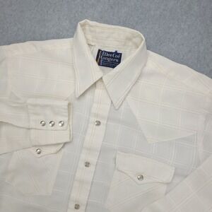 Vintage DeeCee Rangers Shirt Mens Medium Ivory Pearl Snap Western Cowboy 70s USA